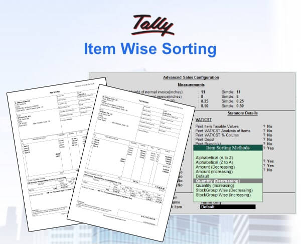 Item Wise Sorting in Invoices